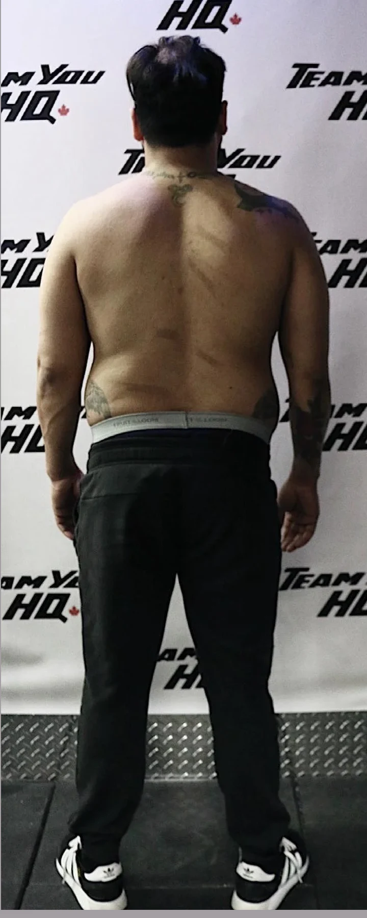 TeamYou HQ client 8 back view before transformation