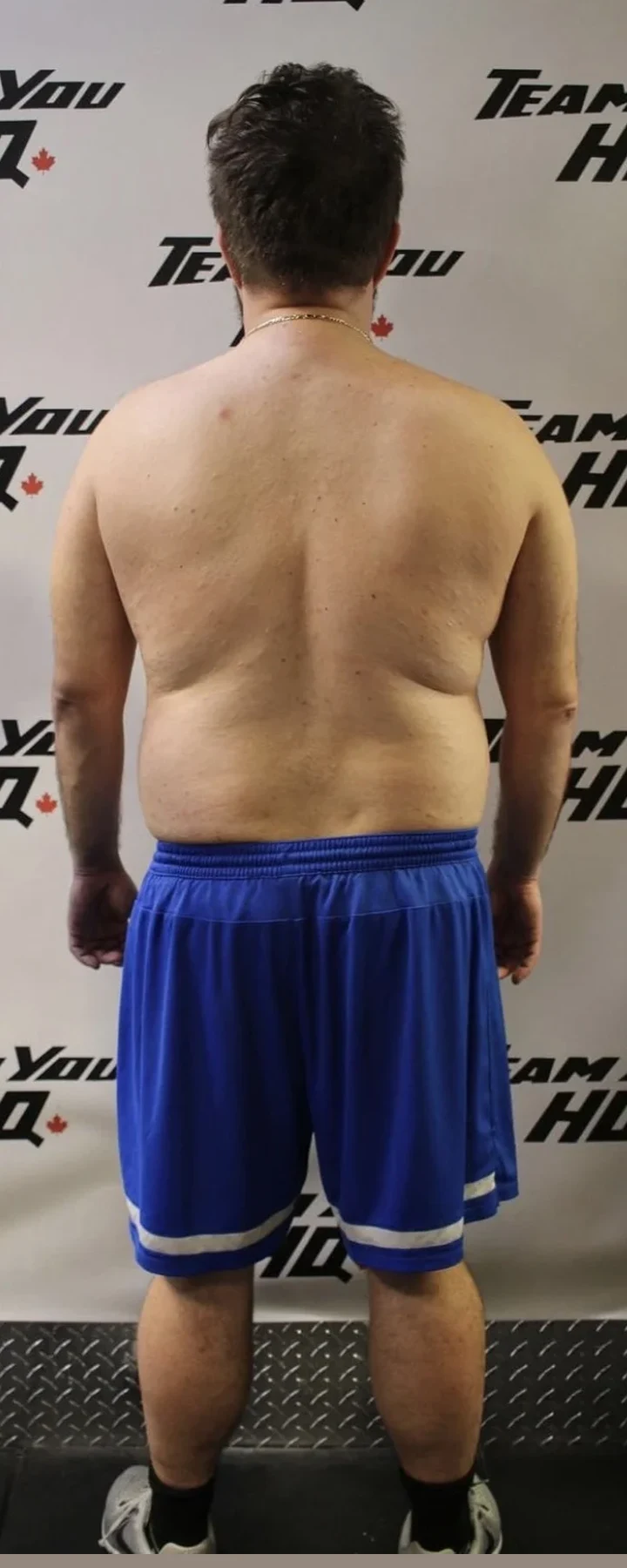 TeamYou HQ client 18 back view before transformation